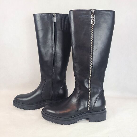 New MICHAEL KORS Women's (9.5) Black Regan Leather Riding Boots $442.95 - Picture 3 of 8